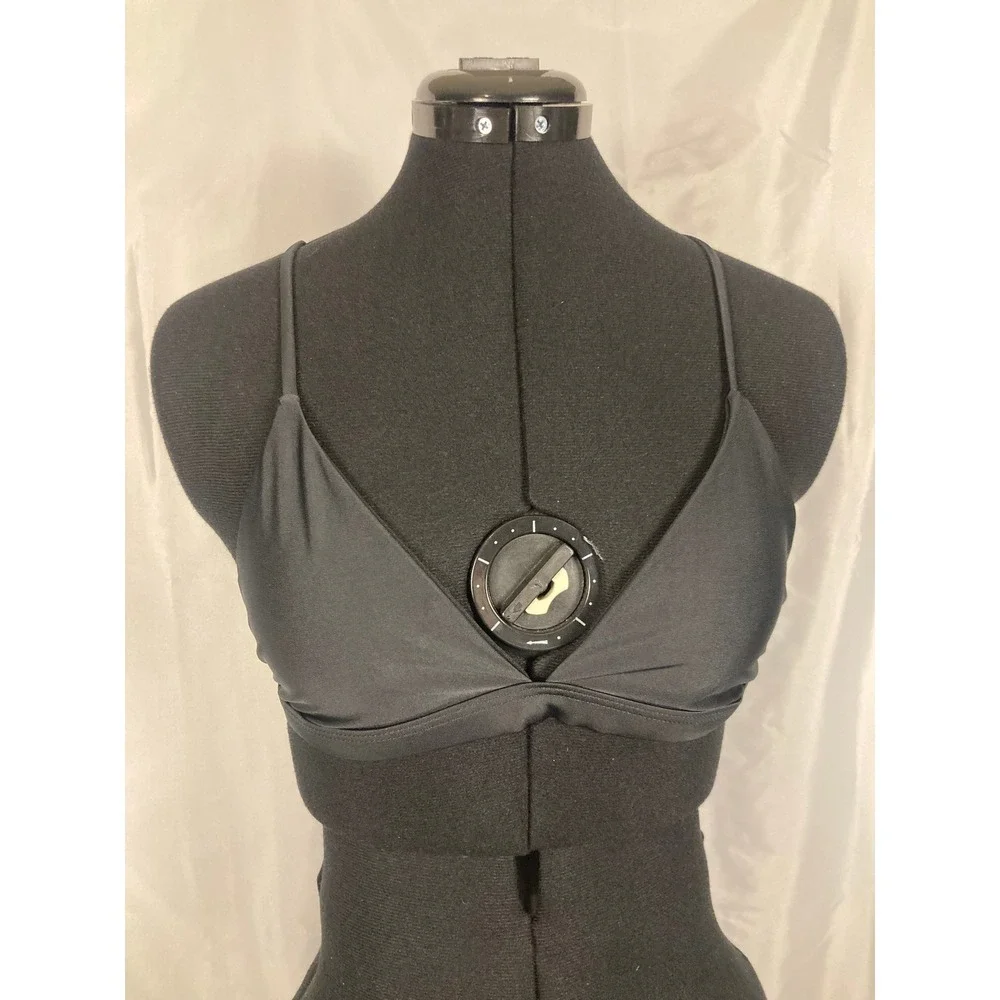 M Black Triangle Bikini Top Adjustable Straps